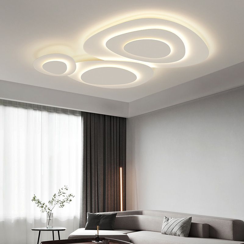 White LED Flush Mount Ceiling Light For Bedroom Modern Unique Shape
